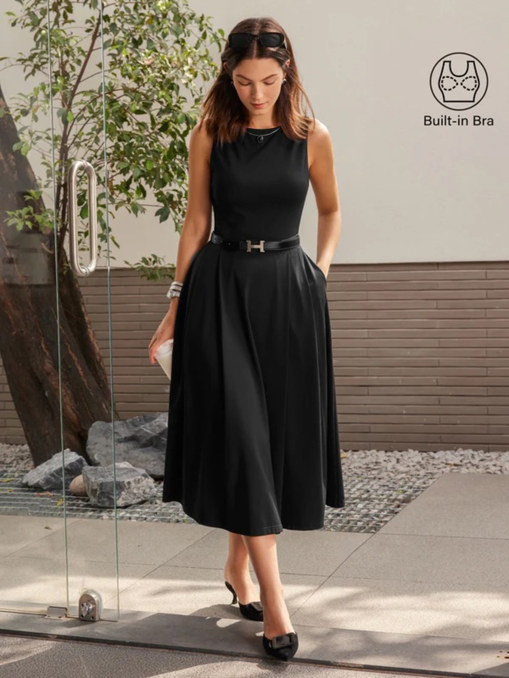OGL Ponte-De-Roma
Boatneck Bamboo Ponte Bra Midi Dress with Pockets, Small